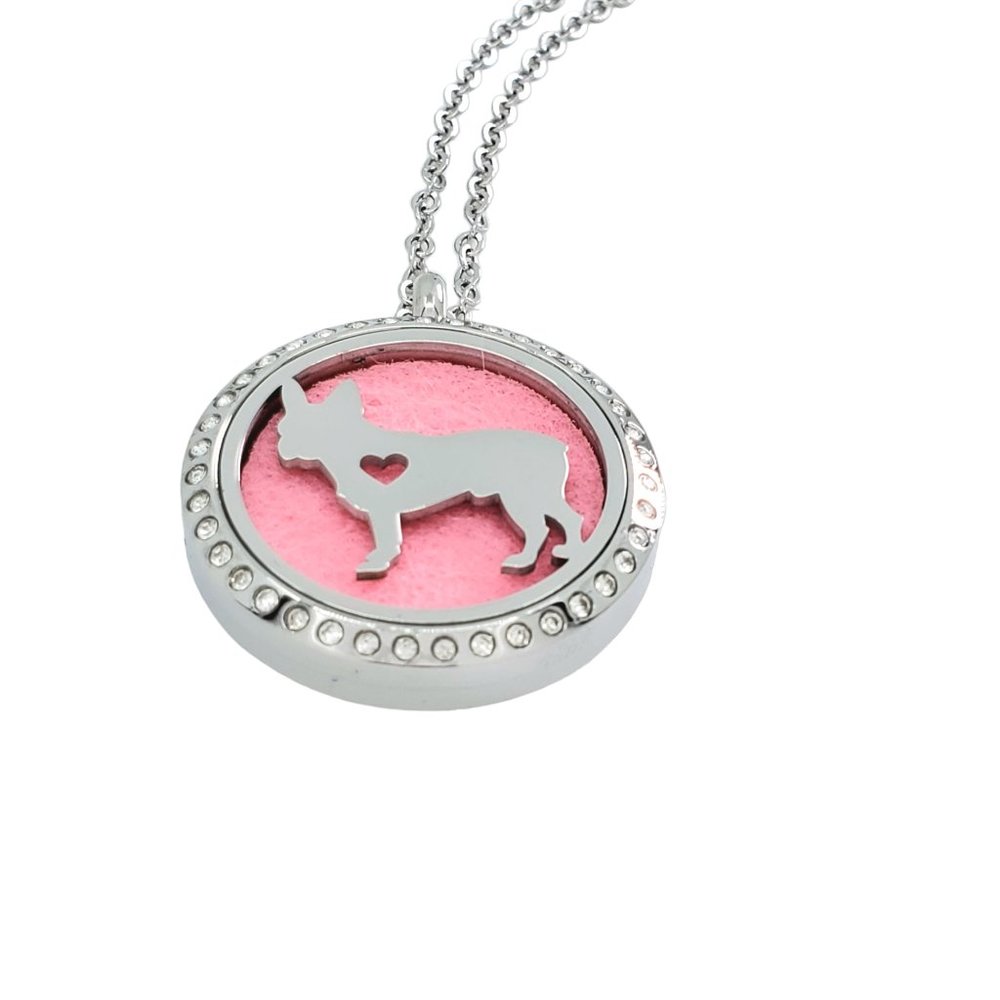 Dog Pug French Bulldog Stainless Steel Essential Oil Necklace NEW - Picture 5 of 10